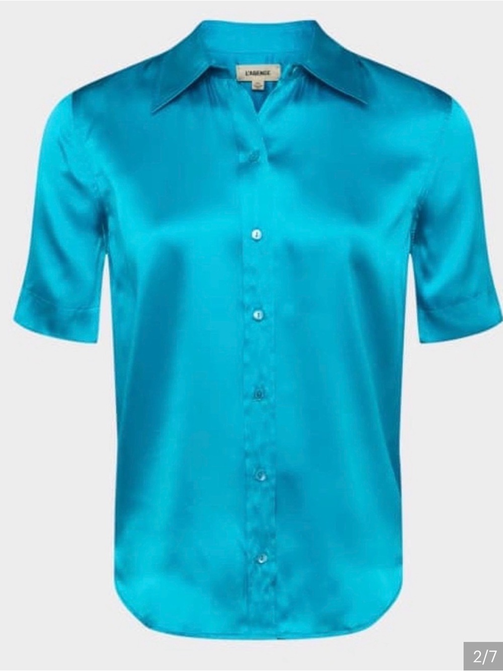 NWT L'AGENCE Ellah Silk Blouse Short-Sleeve Button-Up Size S - Picture 2 of 6
